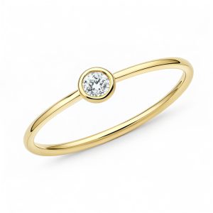 Knife-Edge Bezel Diamond Ring in 14k Yellow Gold