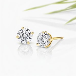 Solitaire Four-Prong Diamond Stud Earrings